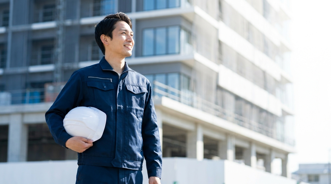 建設業許可を取得し、事業の未来に希望を抱く建設会社の経営者。